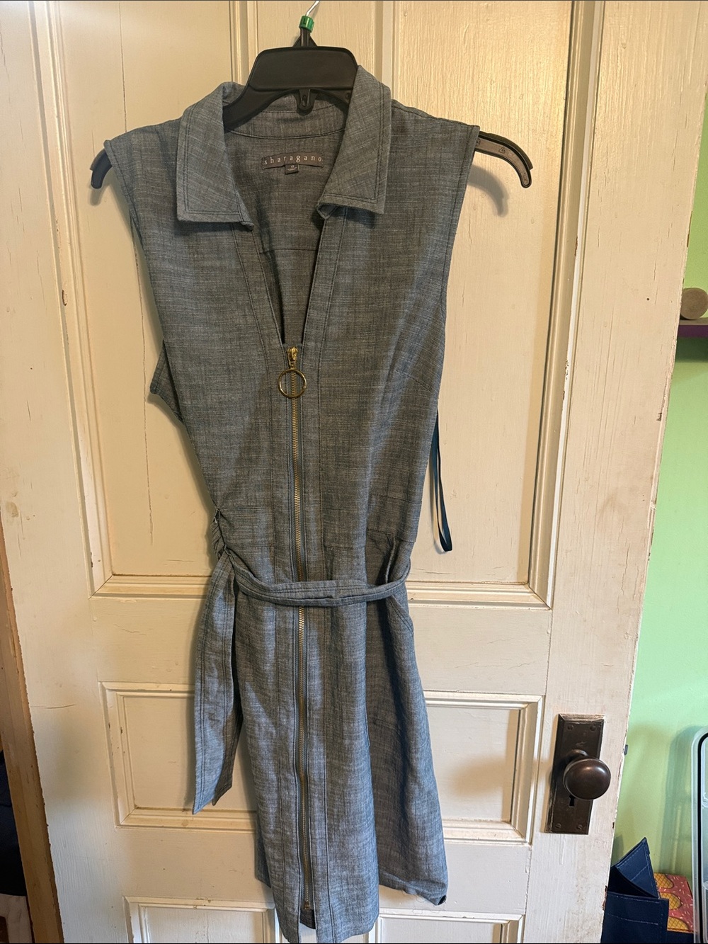 Sharagano Heathered Gray Button-Up Collared Top